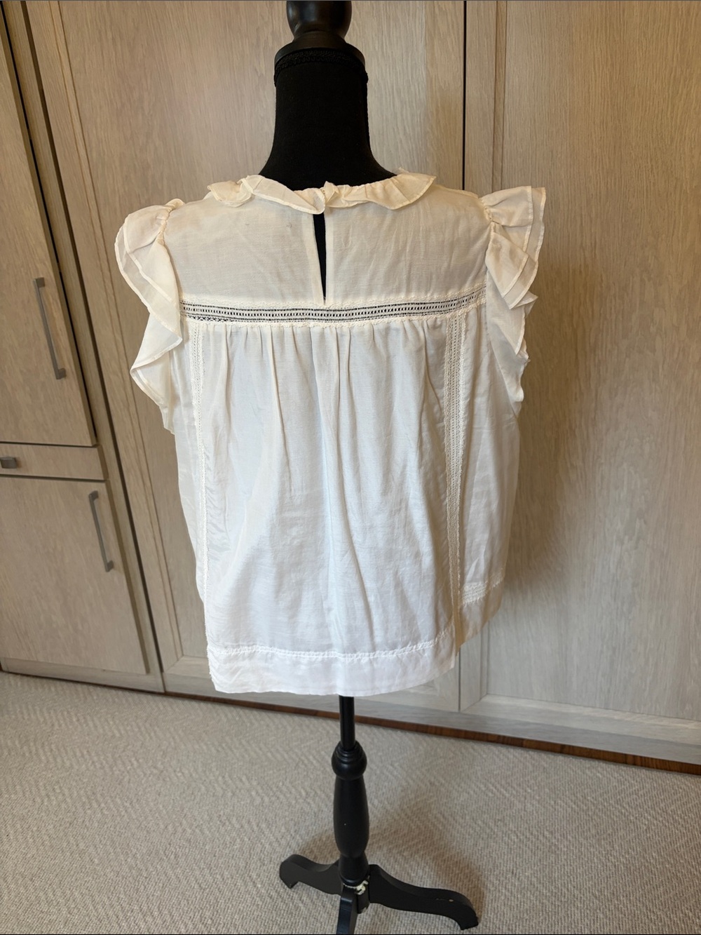 J. Crew Cream Ruffle Lace-Trim Top - Picture 2 of 3